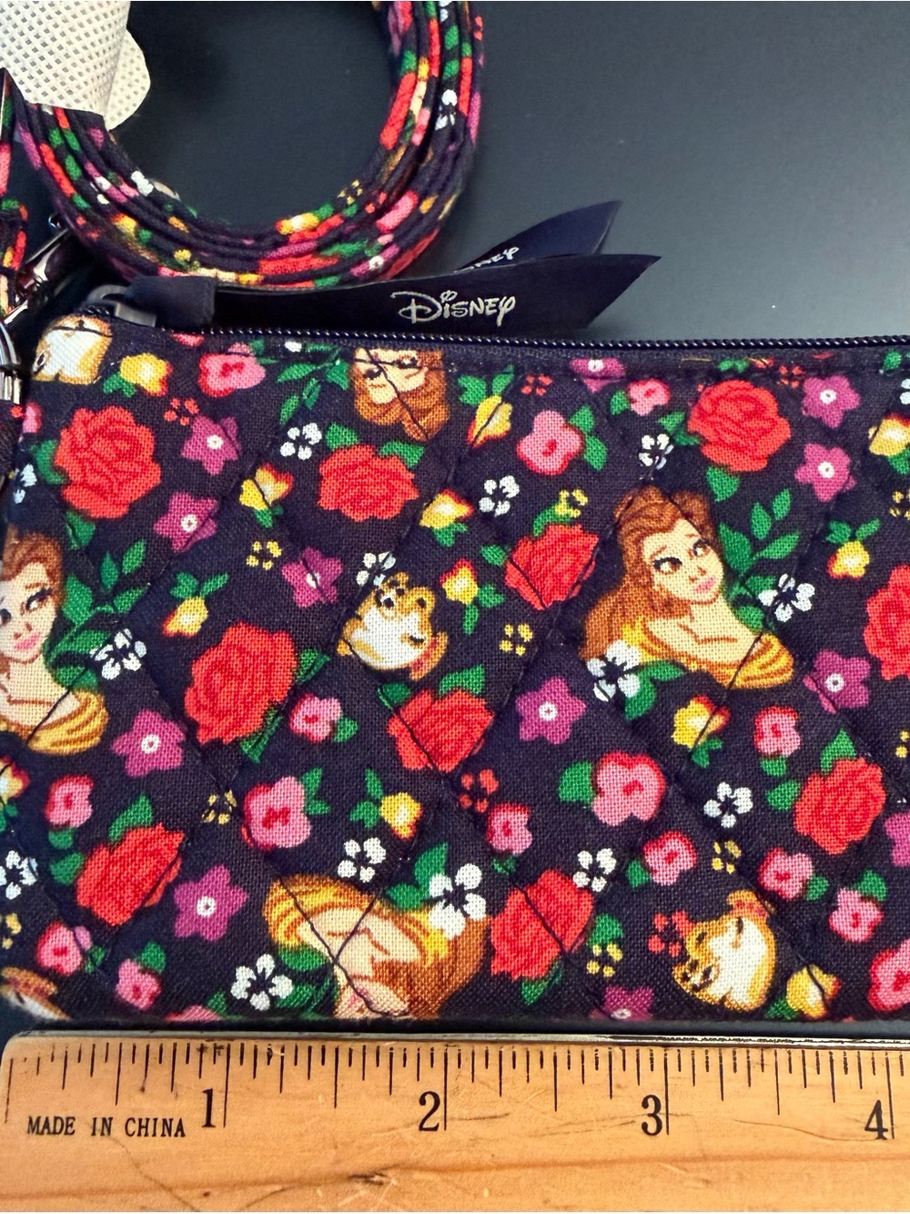 Vera Bradley Disney Zip ID Case Lanyard Belle Rose Floral ~ NWT - Picture 4 of 5